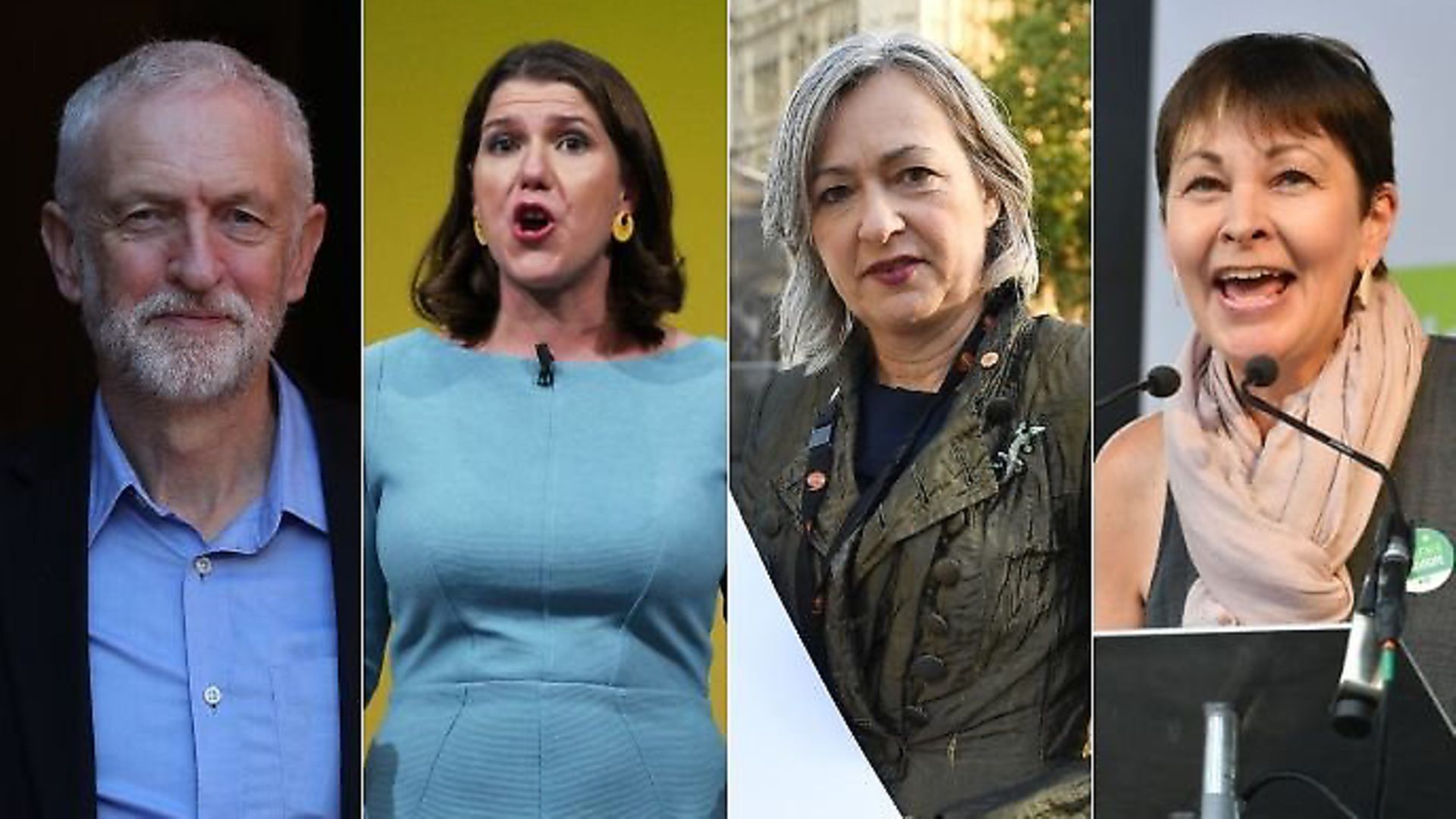 Jeremy Corbyn, Jo Swinson, Liz Saville-Roberts and Caroline Lucas. Photograph: PA/TNE. - Credit: Archant