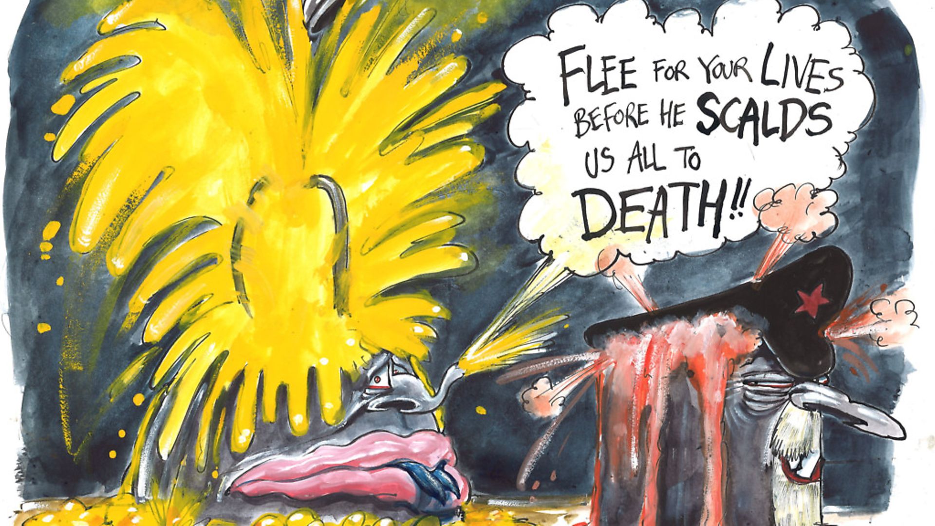 The election campaign has reached boiling point says Michael White. Photo: Martin Rowson - Credit: Martin Rowson