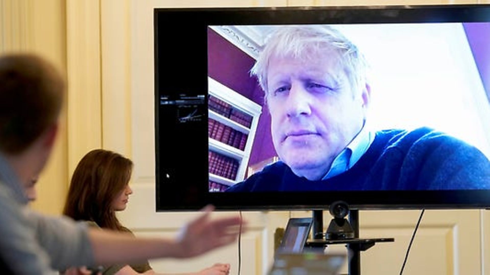Boris Johnson uses Zoom after his first diagnosis of Covid-19 - Credit: PA