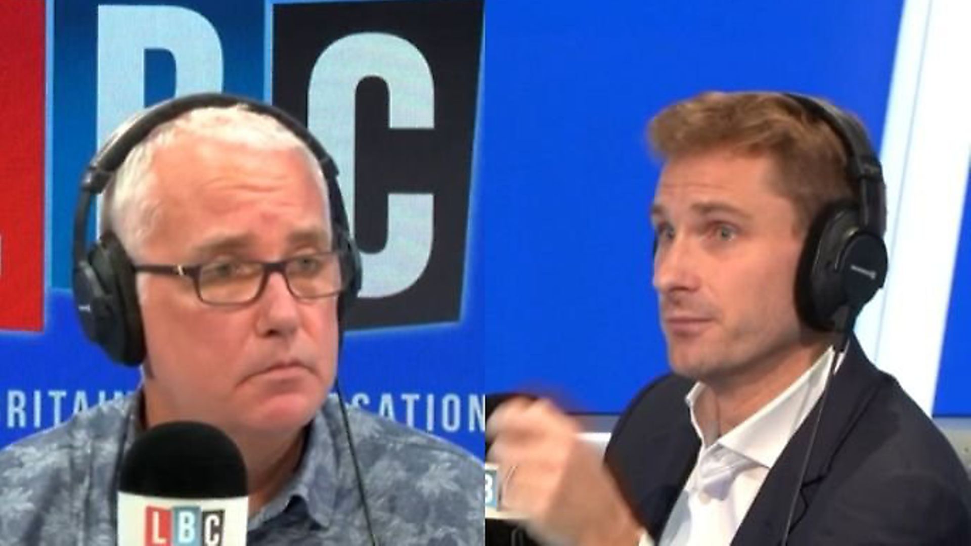 Eddie Mair interviews justice minister Chris Philp. Photograph: LBC/Global. - Credit: Archant