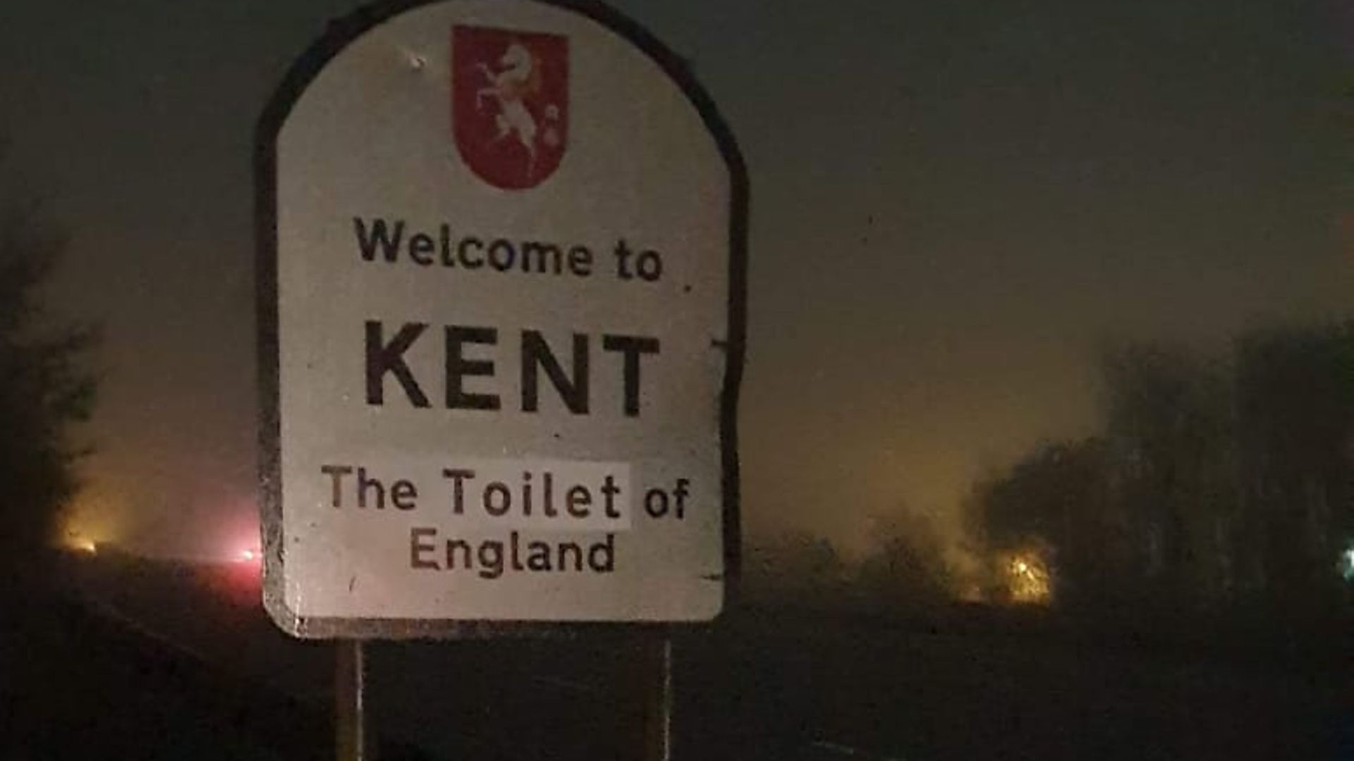 A stunt from the EU Flag Mafia saw Kent signs rebranded ahead of Brexit - Credit: Twitter