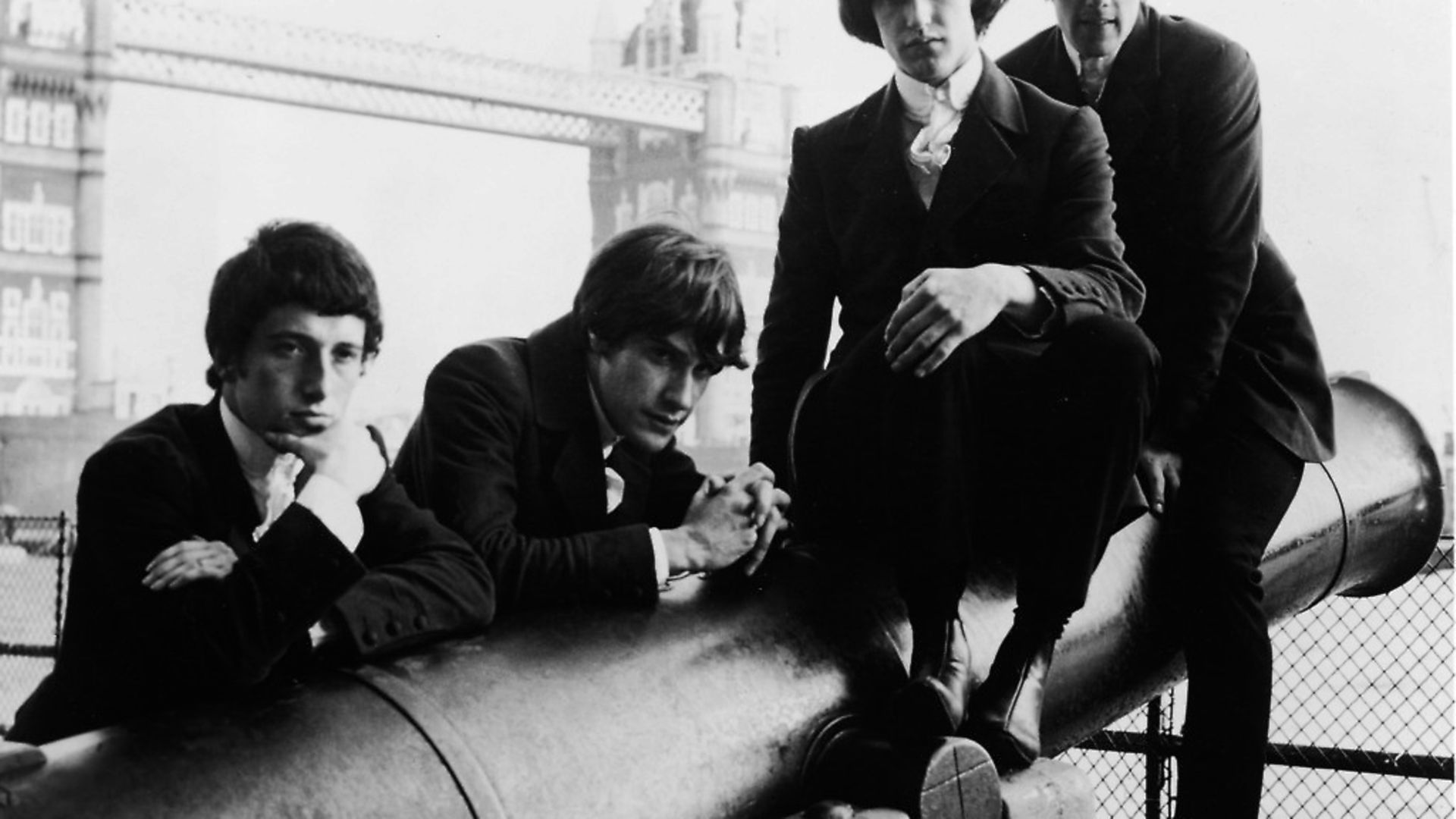 The Kinks, (L-R) Peter Quaife, Ray Davies, Dave Davies, and Mick Avory in London, England, 1966. Photo: Reprise Records/Warner Bros./Courtesy of Getty Images - Credit: Getty Images