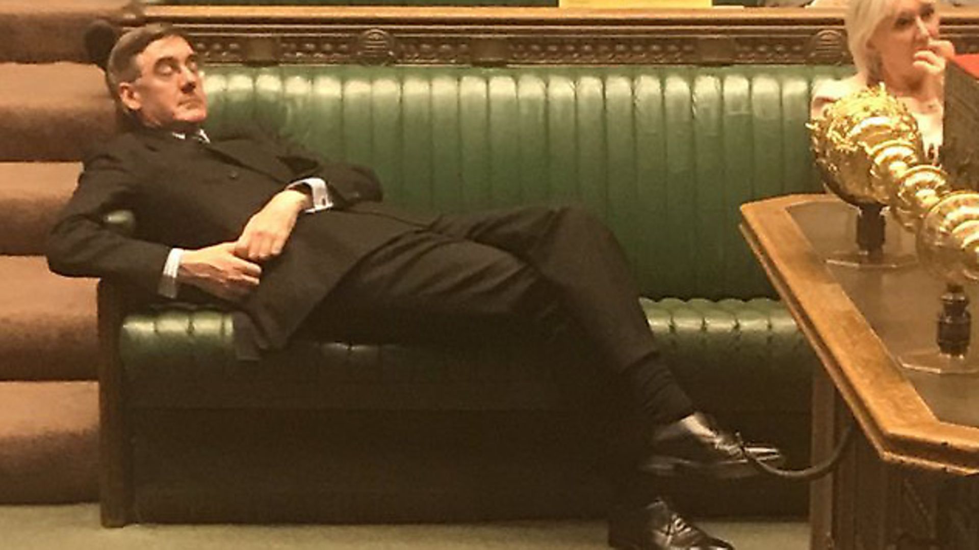 Jacob Rees-Mogg during the emergency debate in the House of Commons. Photograph: Anna Turley/Twitter. - Credit: Archant