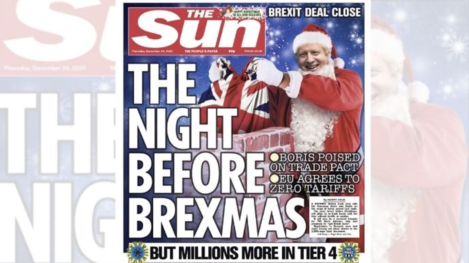 The Sun's Christmas Eve front cover - Credit: Twitter