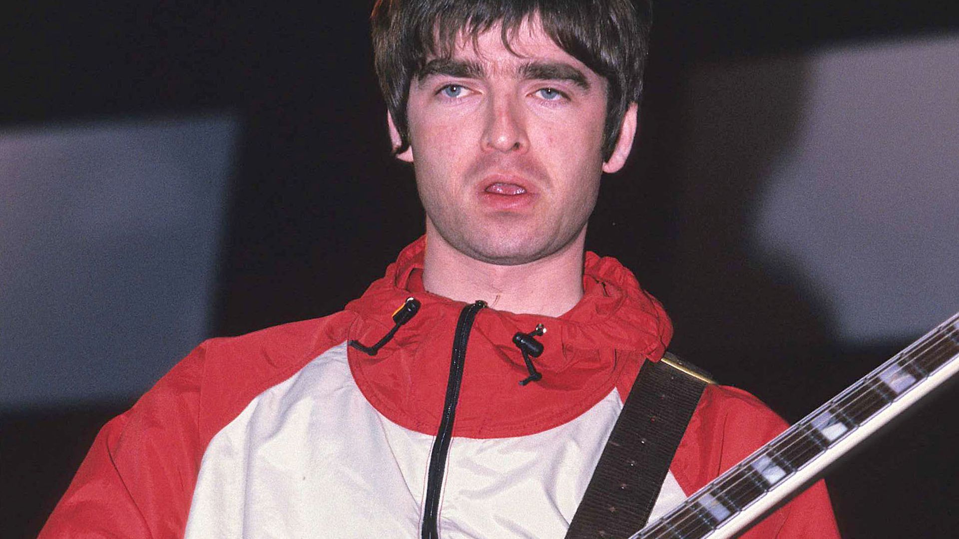 Noel Gallagher of Oasis playing Maine Road in Manchester in 1996 - Credit: FilmMagic