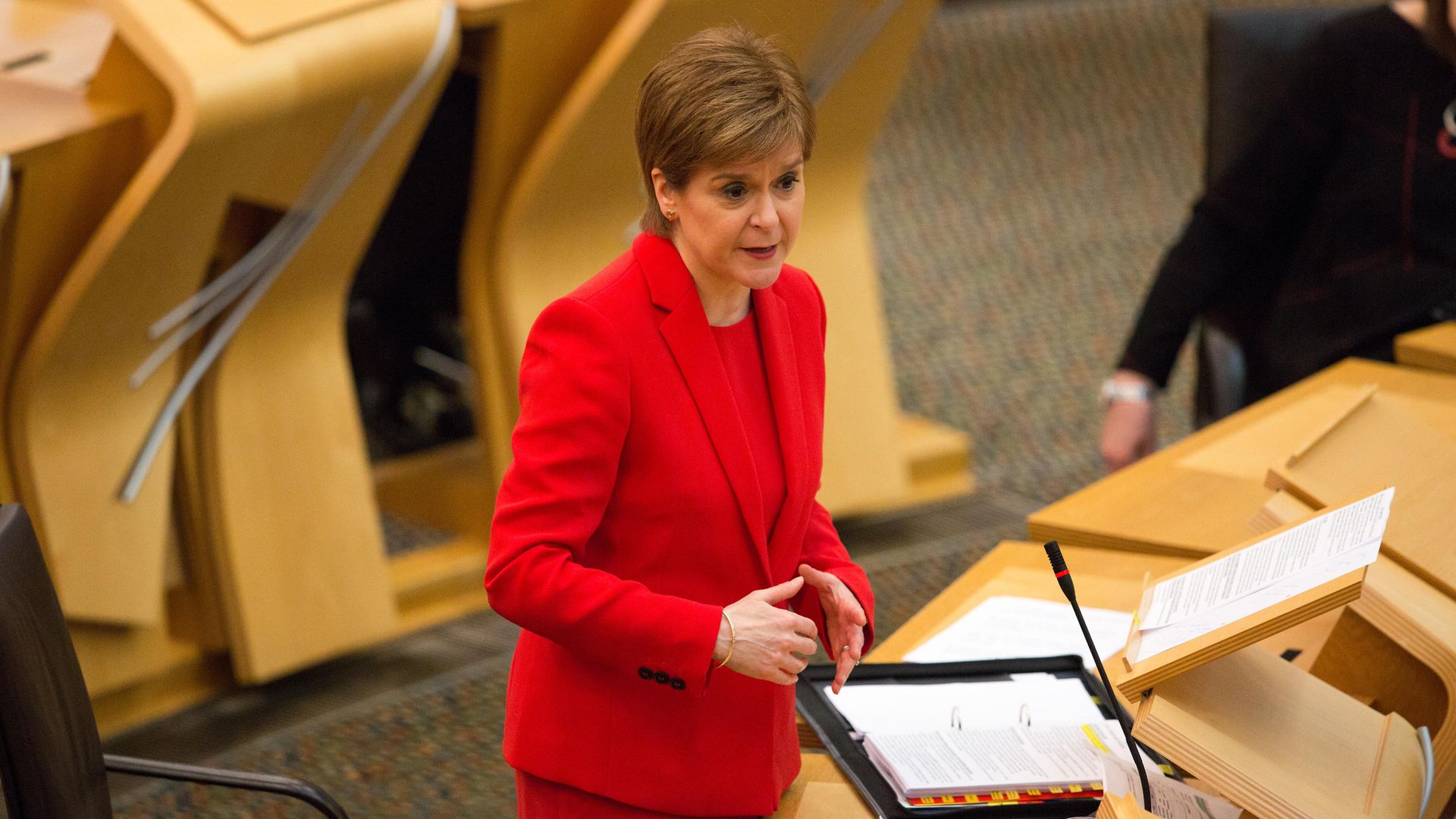 Nicola Sturgeon attending First Minister's Questions at the Scottish Parliament, Edinburgh. Picture date: Thursday January 28, 2021. - Credit: PA