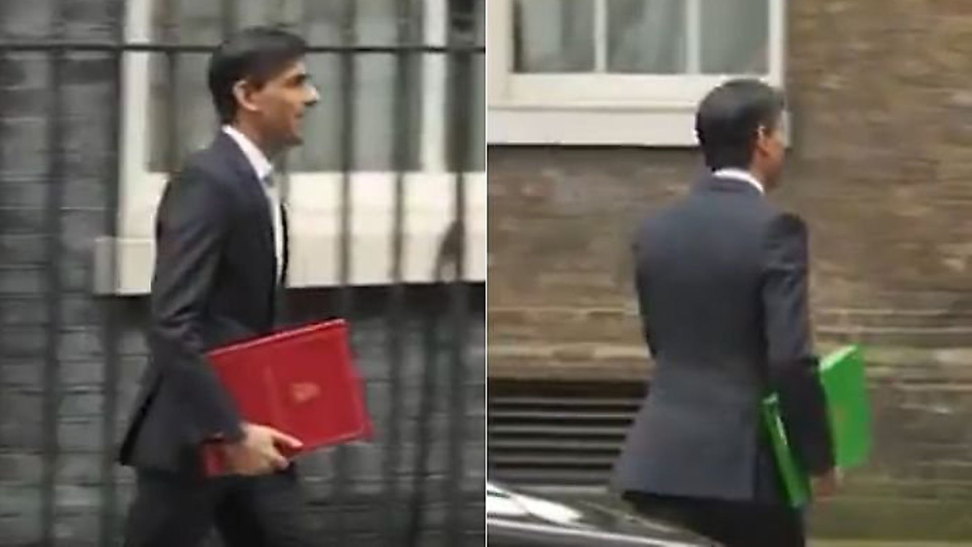 Rishi Sunak's budget folder changed colour during a Sky News report. Photograph: Sky. - Credit: Archant