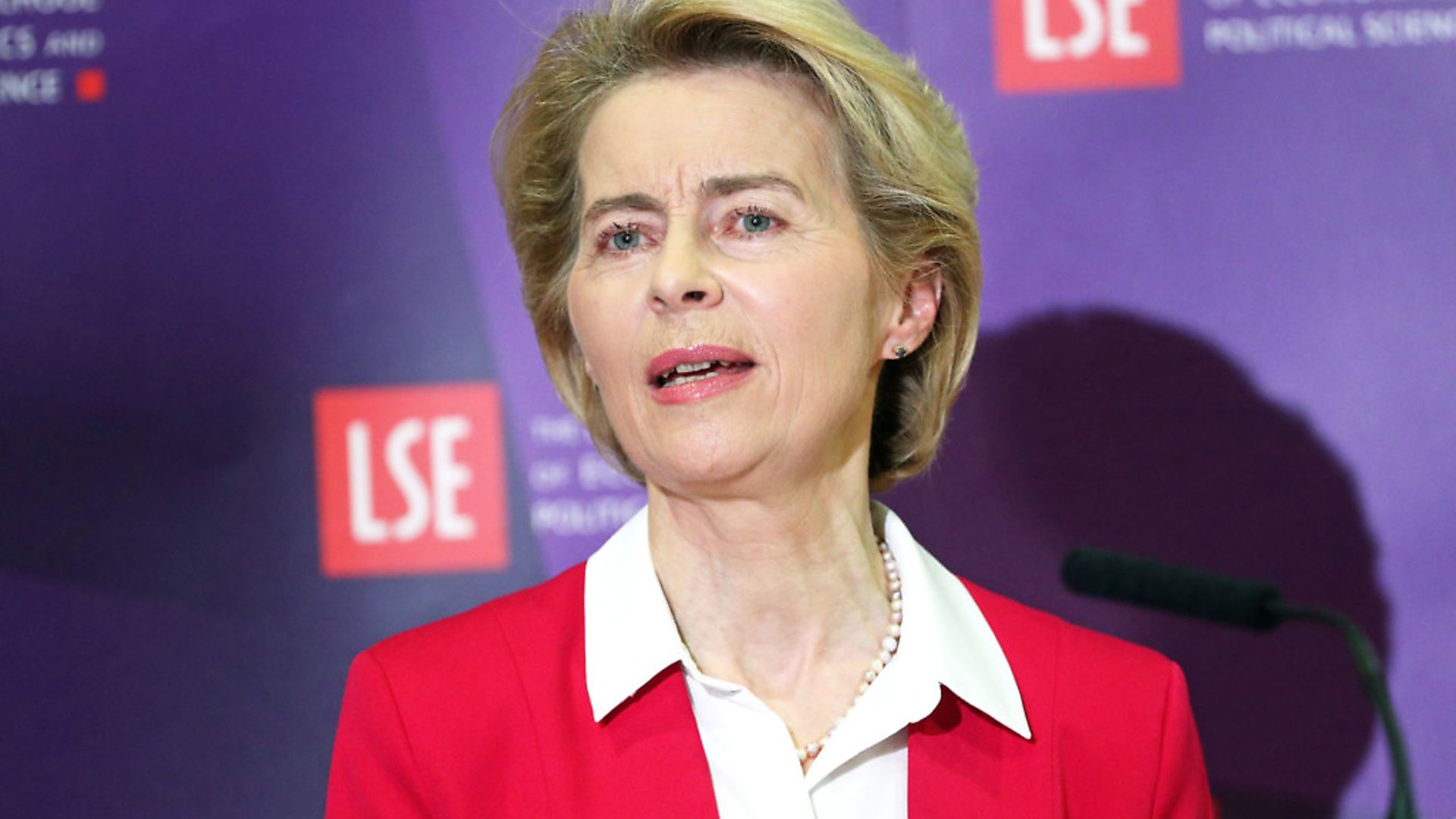 EU Commission President Ursula von der Leyen makes a speech at the London School of Economics. Photograph: Yui Mok/PA. - Credit: PA