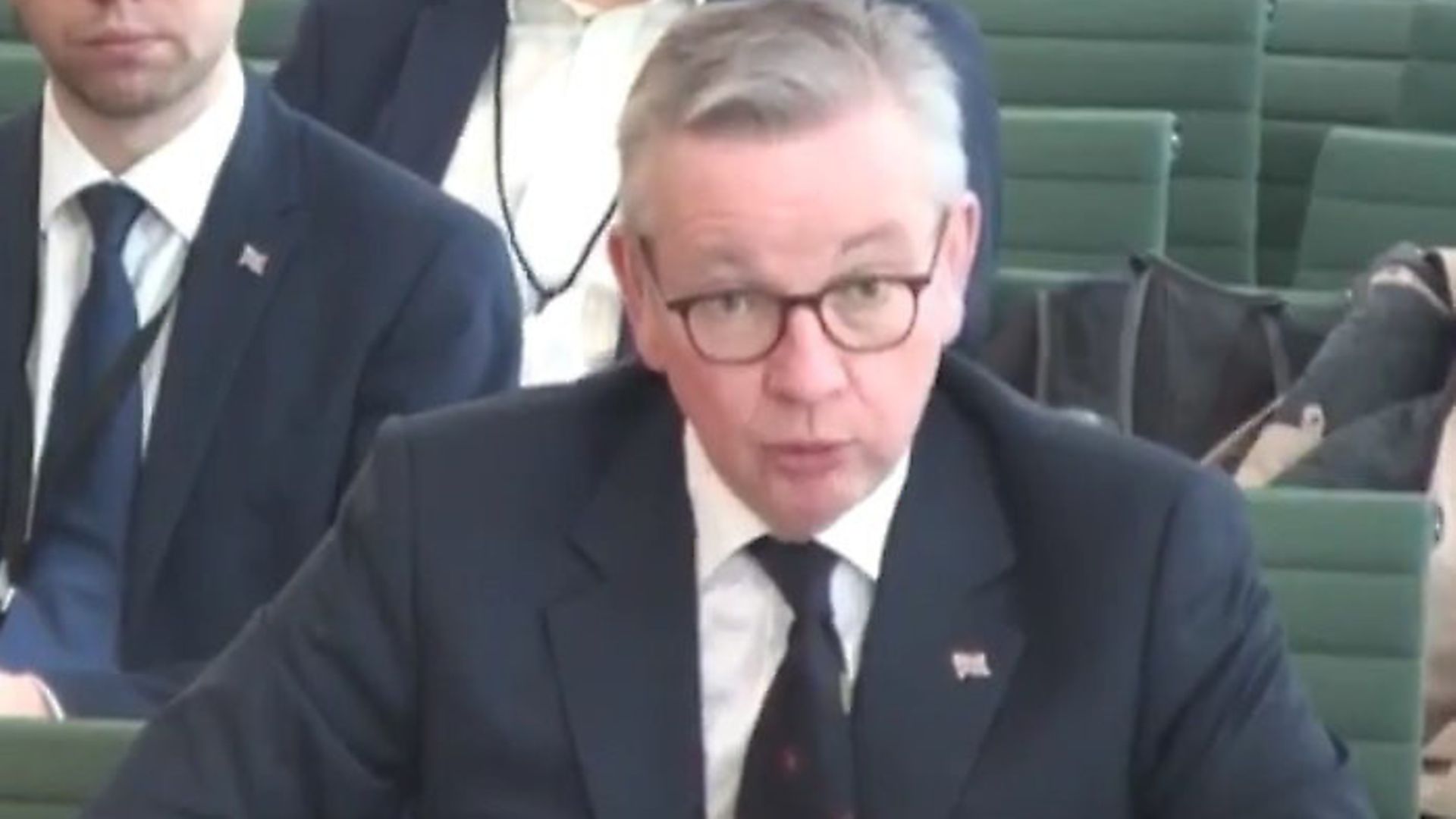 Michael Gove appears before a House of Commons select committee. Photograph: Parliament TV. - Credit: Archant
