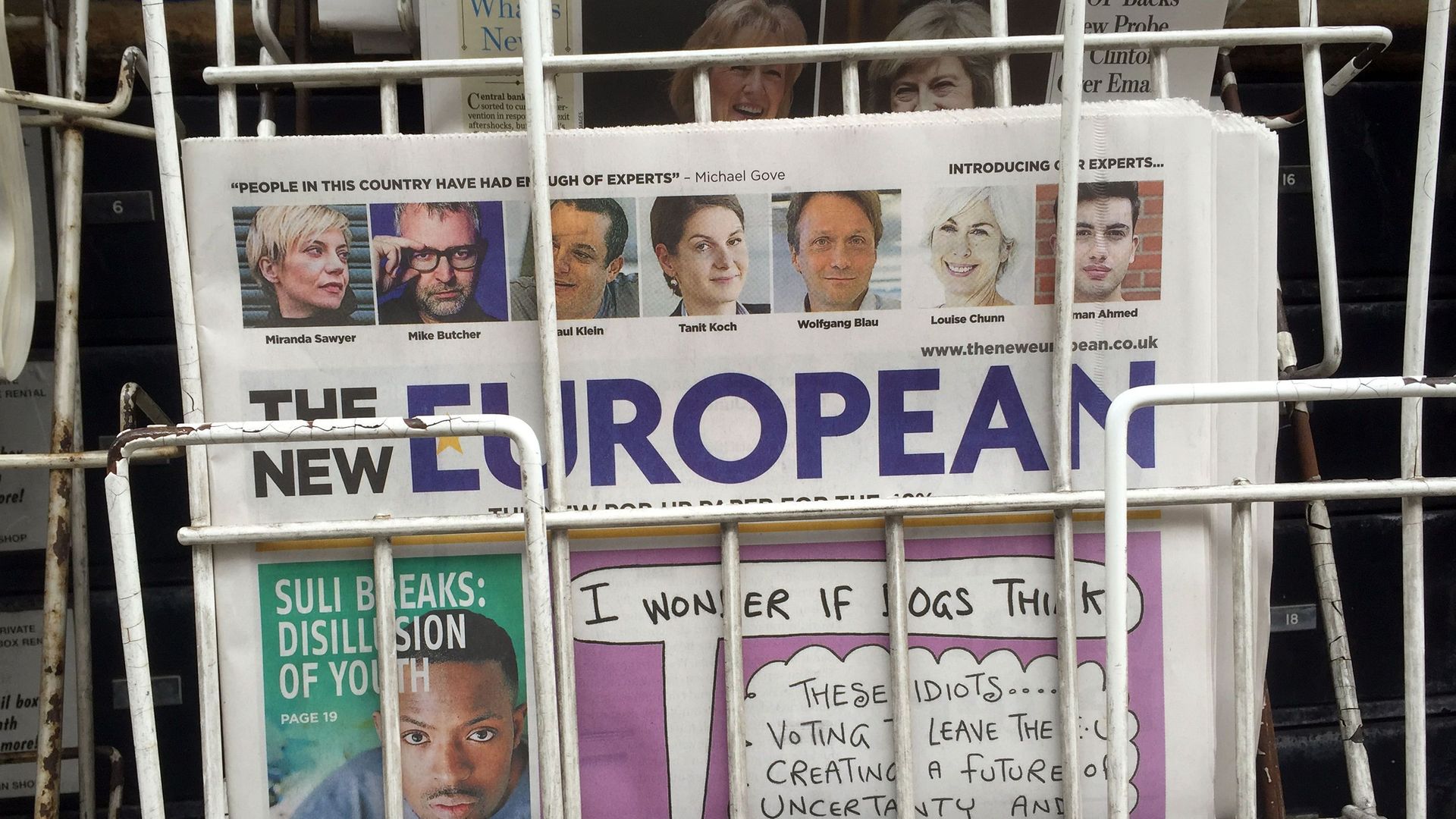 The first edition of The New European on newsstands. Photograph: PA.