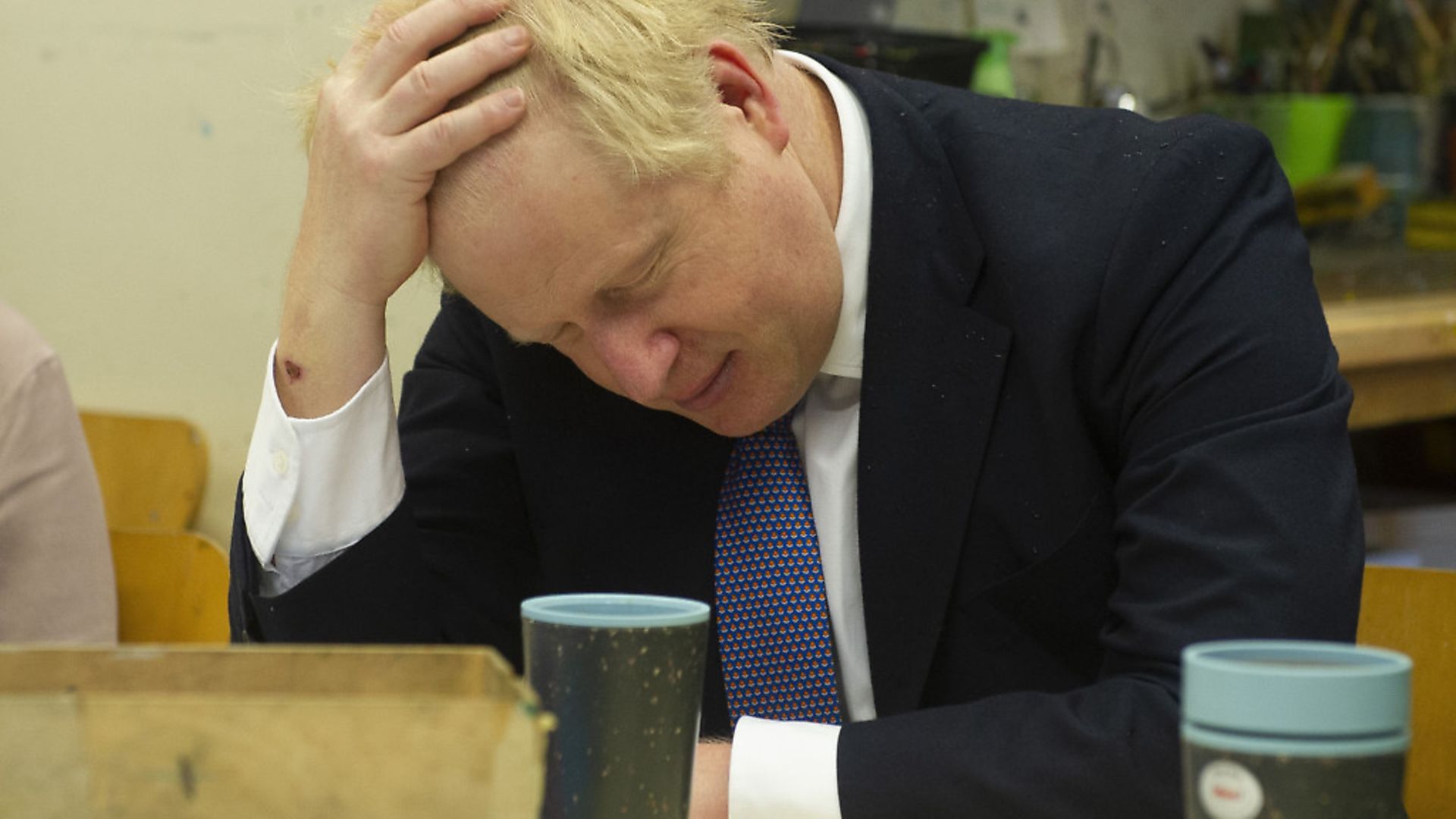 Prime Minister Boris Johnson at a centre for homelessness. Photograph: Tim Clarke/DailyExpress/PA Wire. - Credit: PA