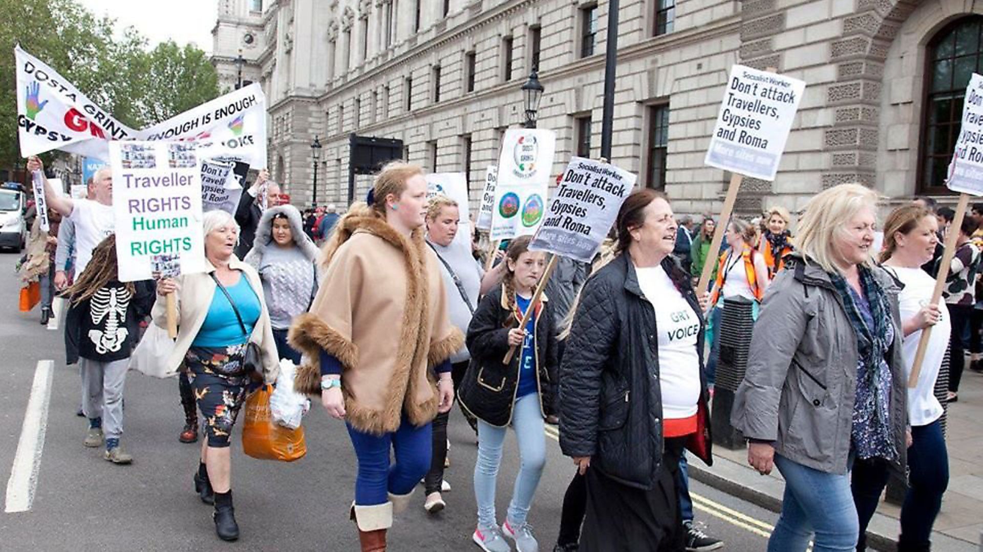 Campaigners march on Westminster in support of the Romani community. Photograph: The Traveller Movement/Facebook. - Credit: Archant