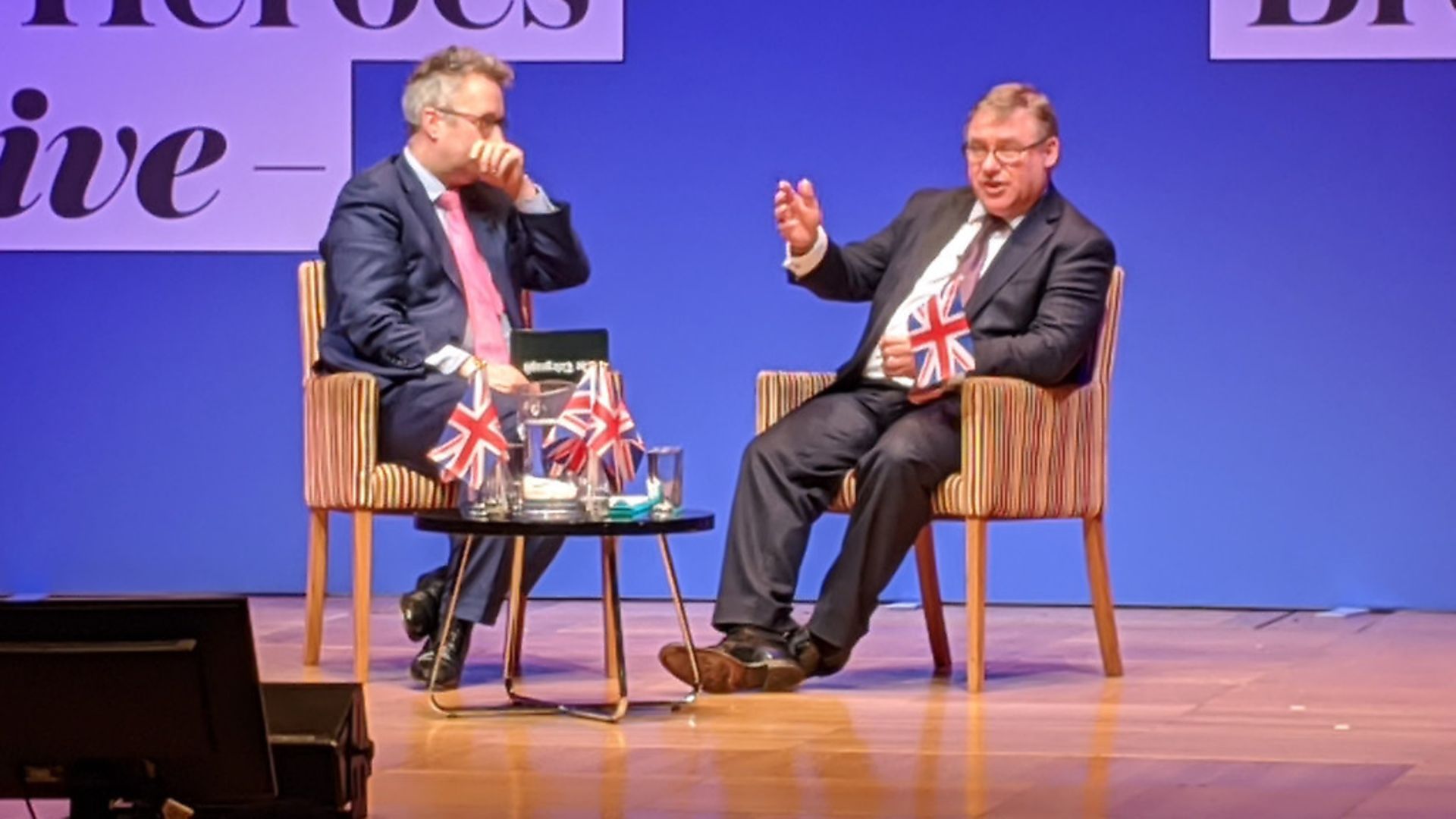 Mark Francois is interviewed by host Christopher Hope at the event organiser by the Daily Telegraph. Photograph: Contributed. - Credit: Archant