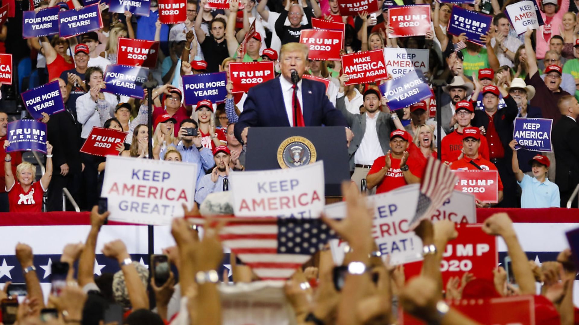 United States President Donald Trump launches his re-election campaign in Orlando, Florida. (Photo by Eva Marie Uzcategui T./Anadolu Agency/Getty Images) - Credit: Getty Images