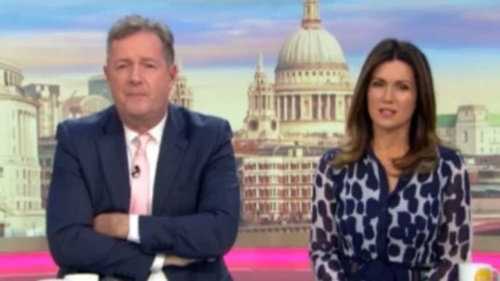Piers Morgan and Susanna Reid appear on Good Morning Britain to talk about the coronavirus. Photograph: ITV. - Credit: Archant
