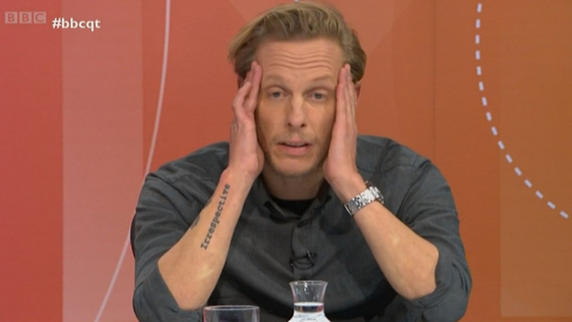 Laurence Fox appears on Question Time. Photograph: BBC. - Credit: Archant