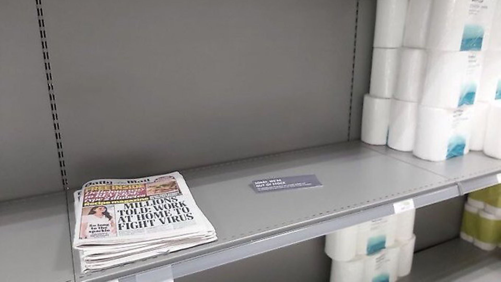 A bunch of Daily Mail newspapers were left in the toilet roll section of a supermarket. Photograph: Twitter - Credit: TT