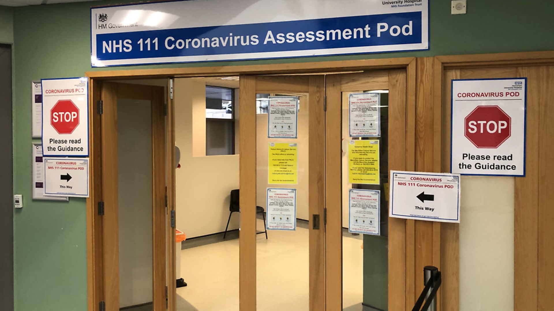 A pod has been set up near the main entrance to Homerton Hospital  where patients should go if they believe they are at risk. Picture: Homerton University Hospital NHS Foundation Trust - Credit: Homerton University Hospital NHS Foundation Trust