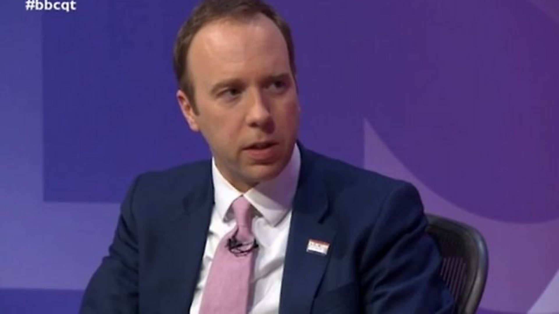 Matt Hancock is challenegd over coronavirus sick pay on Question Time. Photograph: BBC. - Credit: Archant