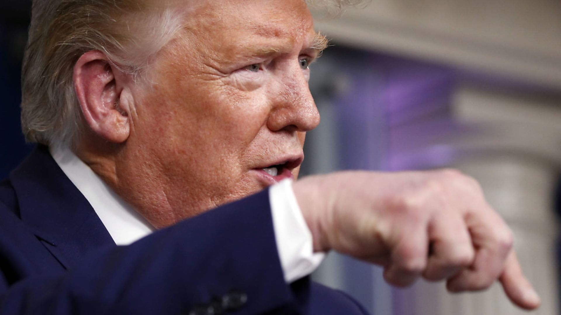 President Donald Trump speaks about the coronavirus in the James Brady Press Briefing Room of the White House. (AP Photo/Alex Brandon) - Credit: AP