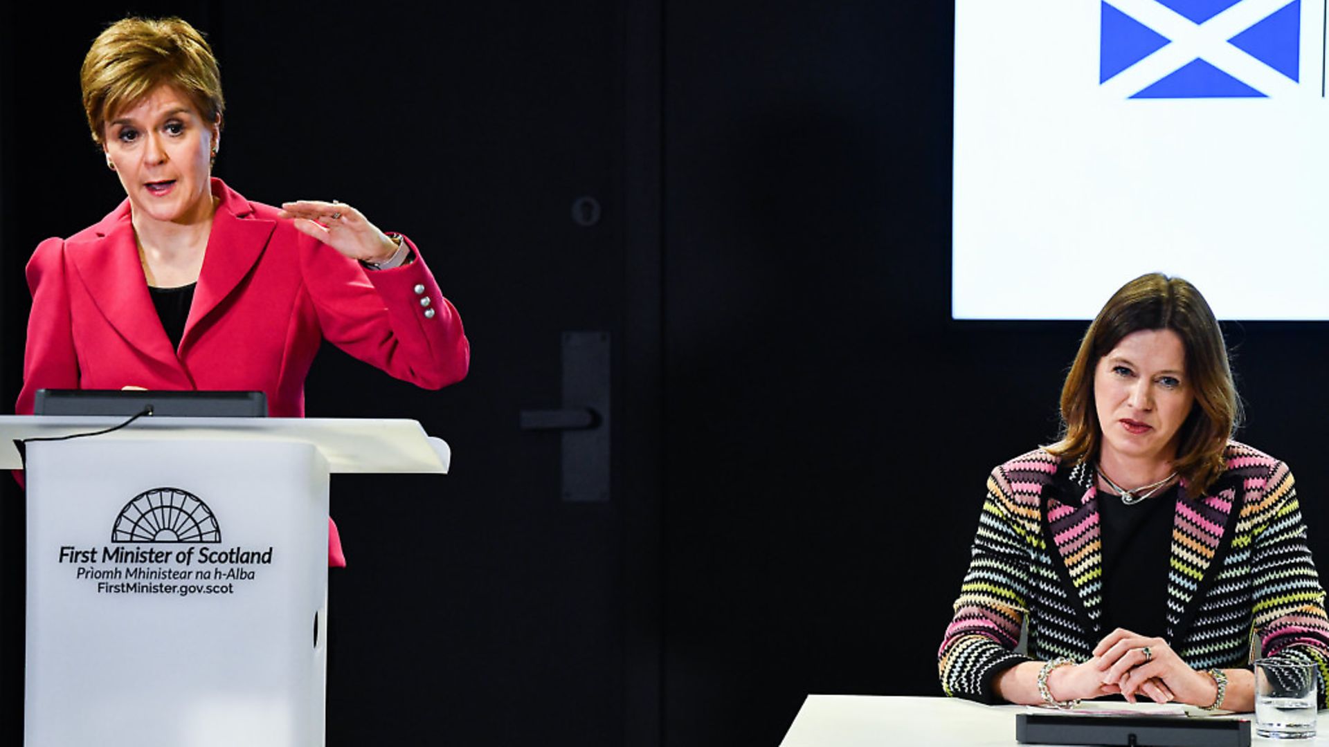 Scotland's First Minister Nicola Sturgeon (left) with Chief Medical Officer Dr Catherine Calderwood at a news conference in Edinburgh. Photograph: Jeff J Mitchell/PA Wire. - Credit: PA
