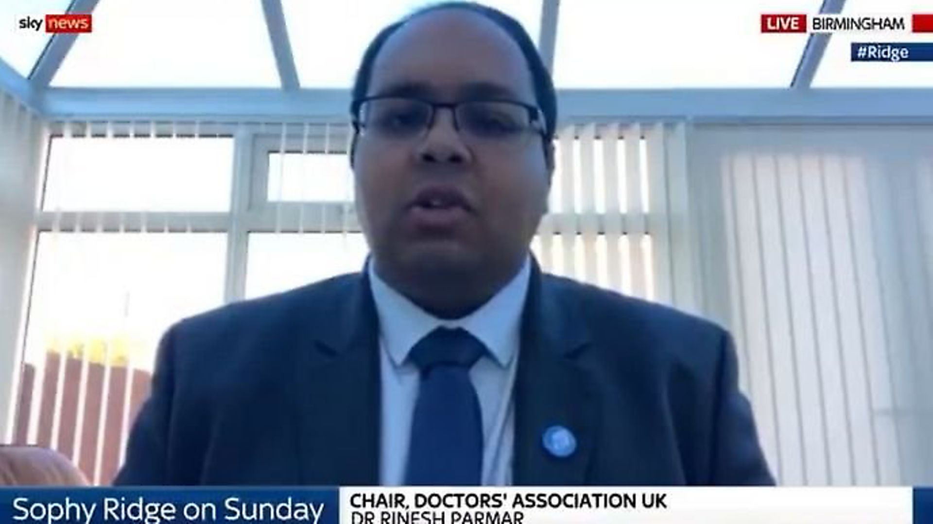Rinesh Parmar, chairman of Doctors' Association UK, speaks to Sky News. Photograph: Sky. - Credit: Archant