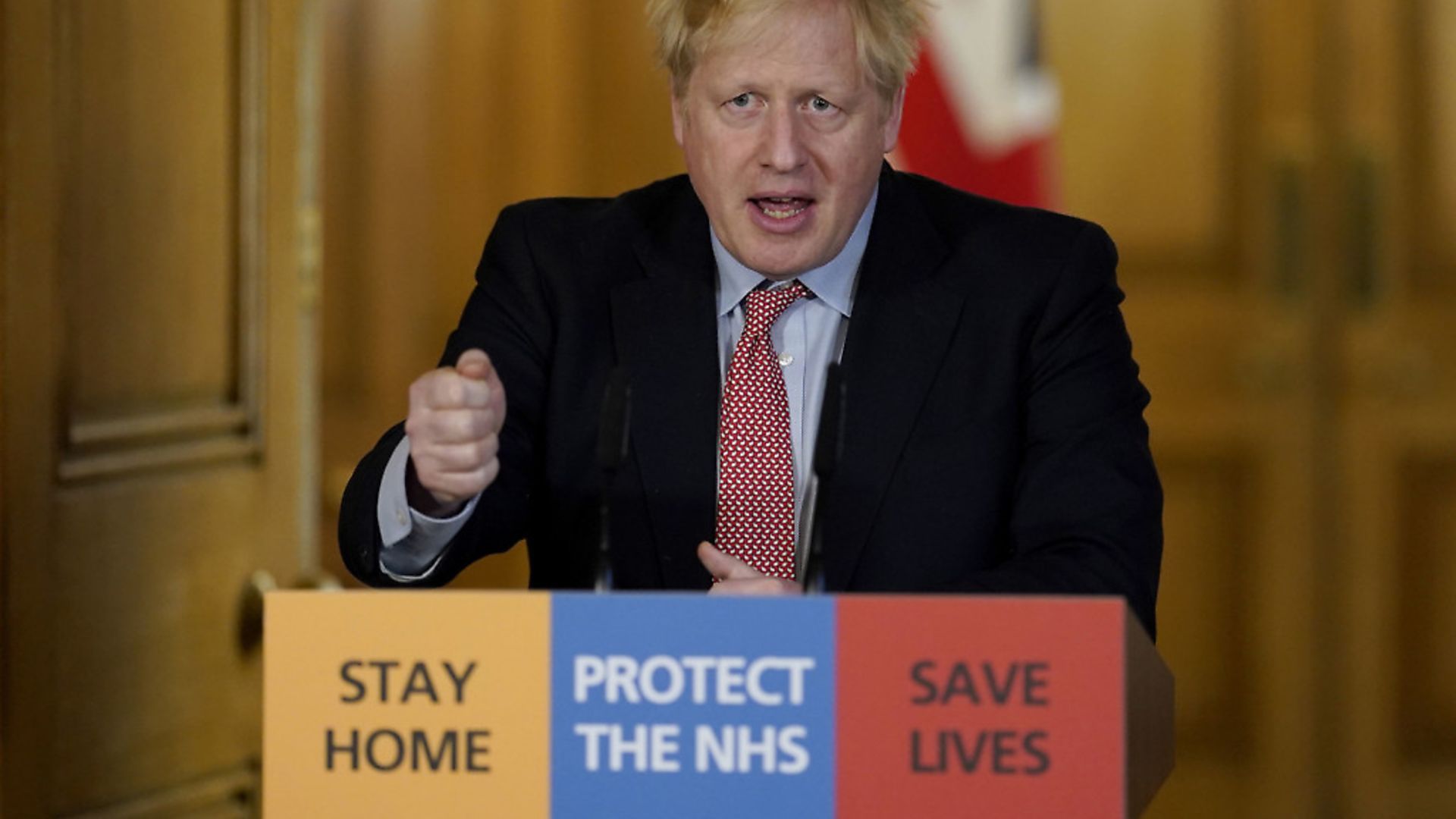 Prime minister Boris Johnson takes questions about the continuing coronavirus pandemic from journalists over a videolink. Photograph: 10 Downing Street / Crown copyright / Andrew Parsons / PA Wire. - Credit: PA