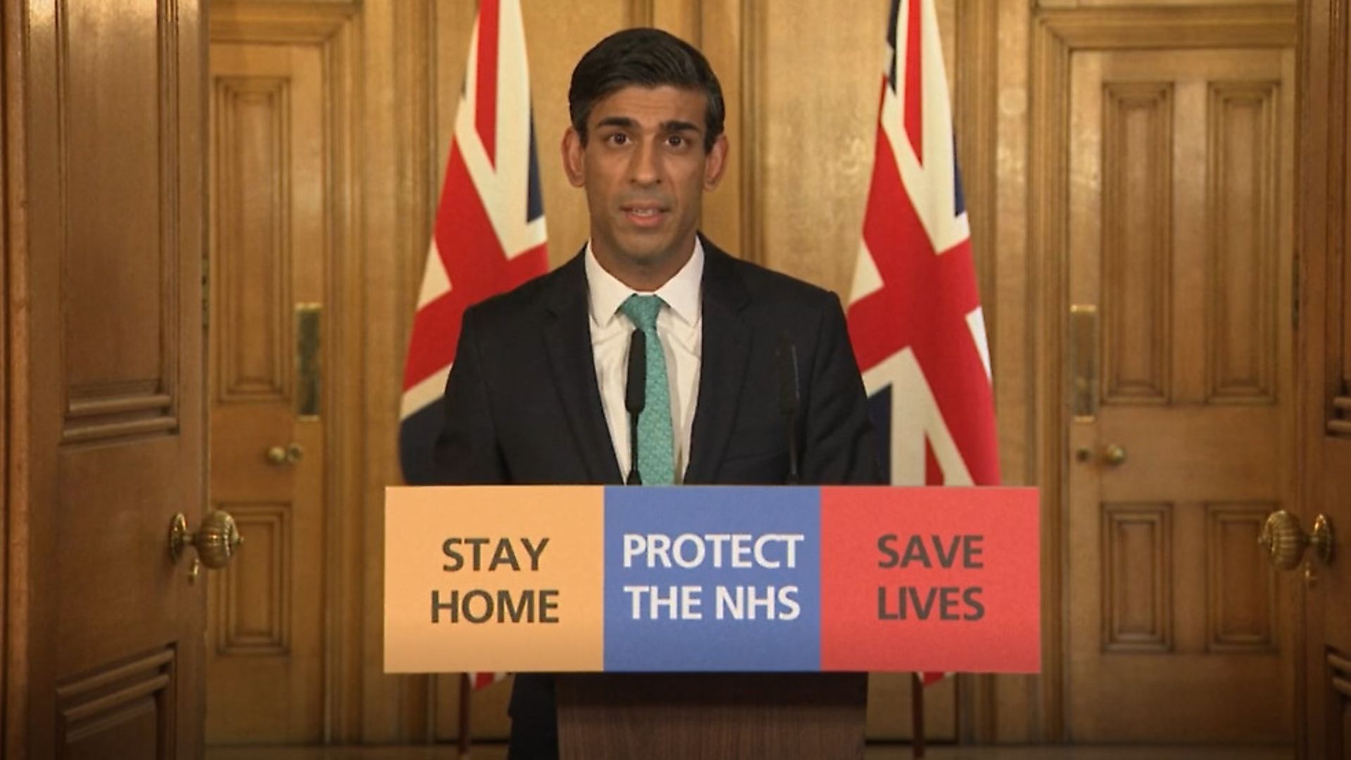 Chancellor Rishi Sunak speaks during a media briefing in Downing Street, London. Photograph: PA Video/PA Wire - Credit: PA