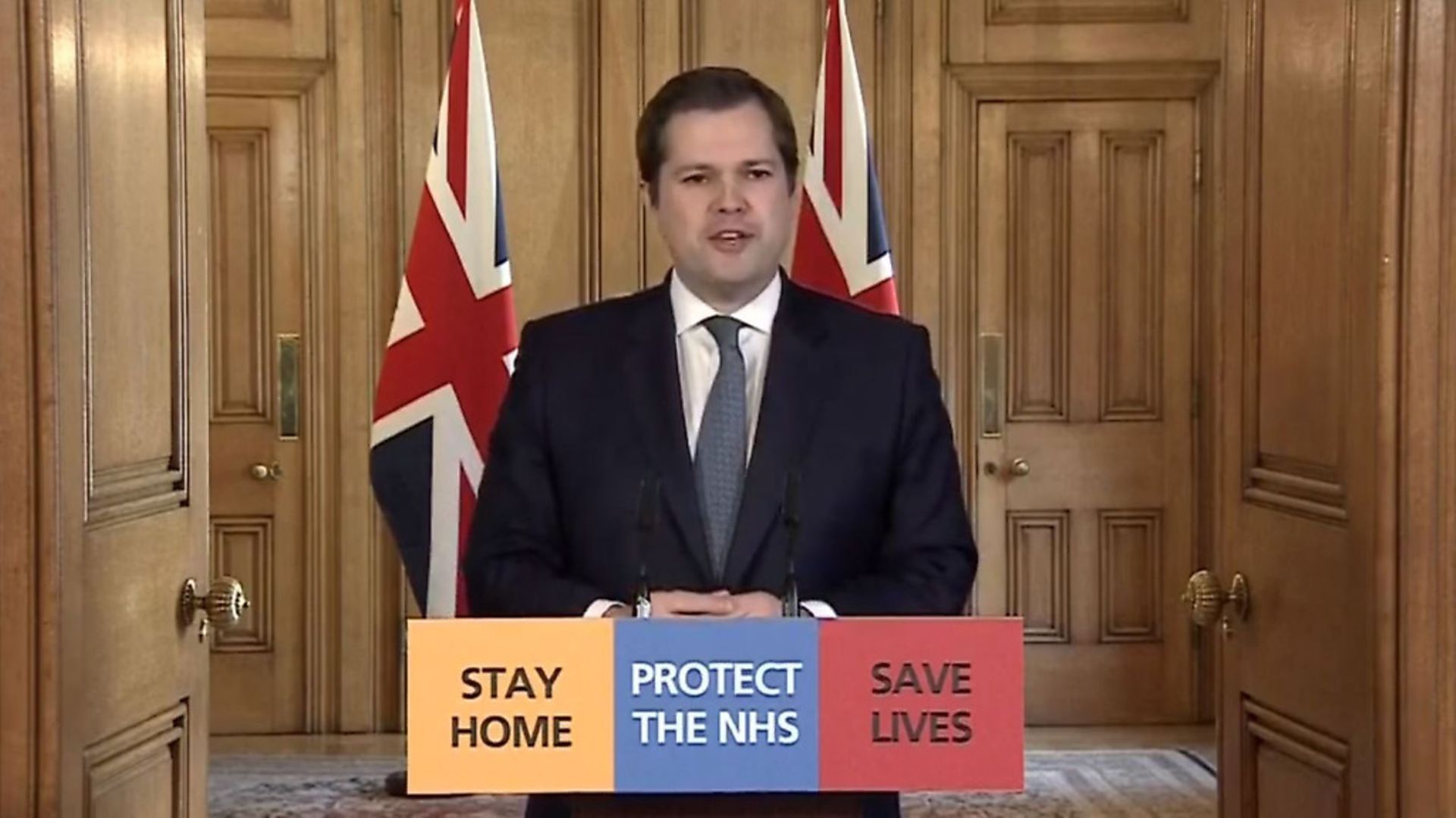Robert Jenrick, the communities secretary, at a Downing Street briefing. Photograph: Downing Street. - Credit: Archant