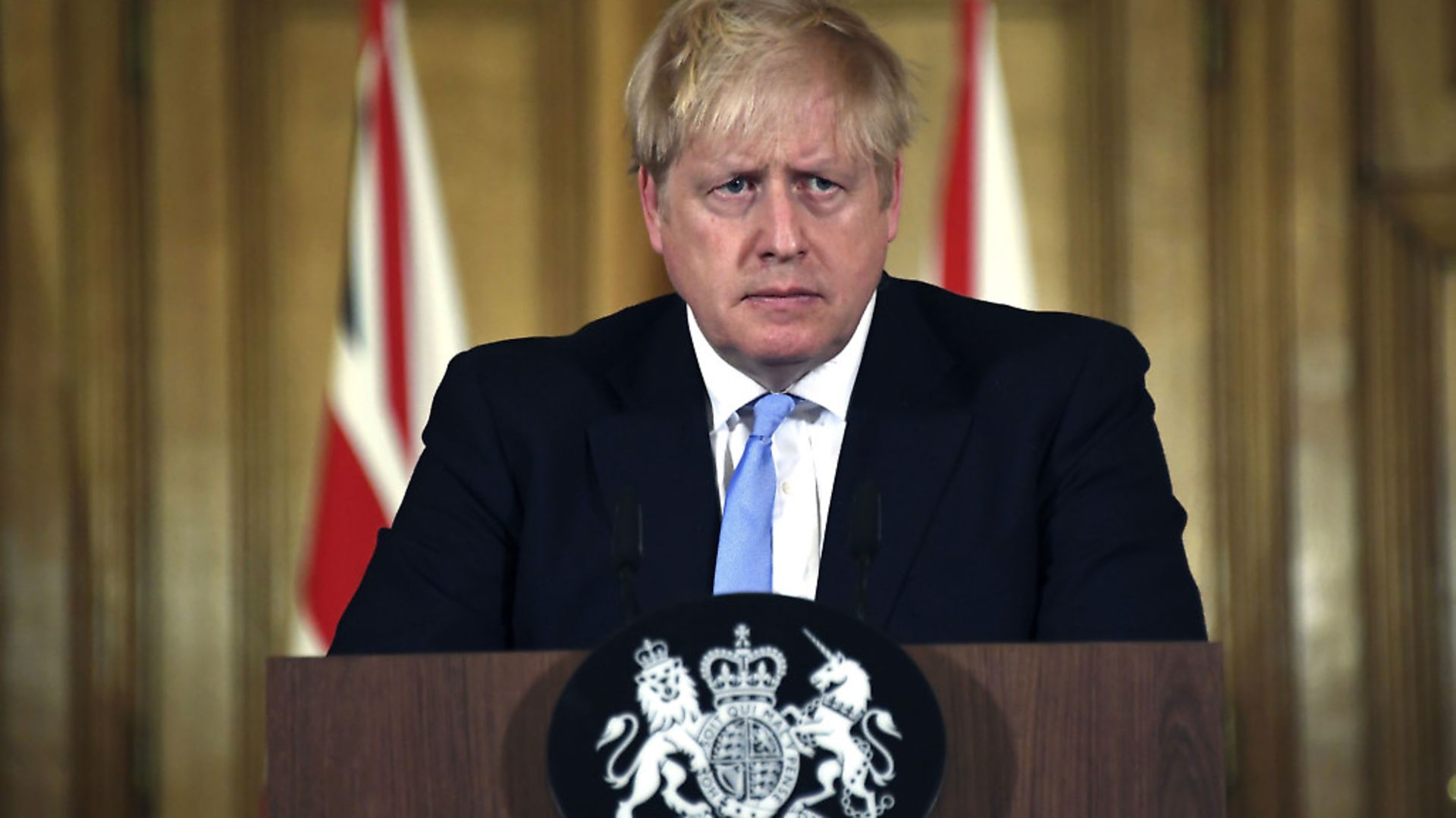 Boris Johnson attends a press conference at 10 Downing Street. Photograph: Alberto Pezzali/PA Wire - Credit: PA