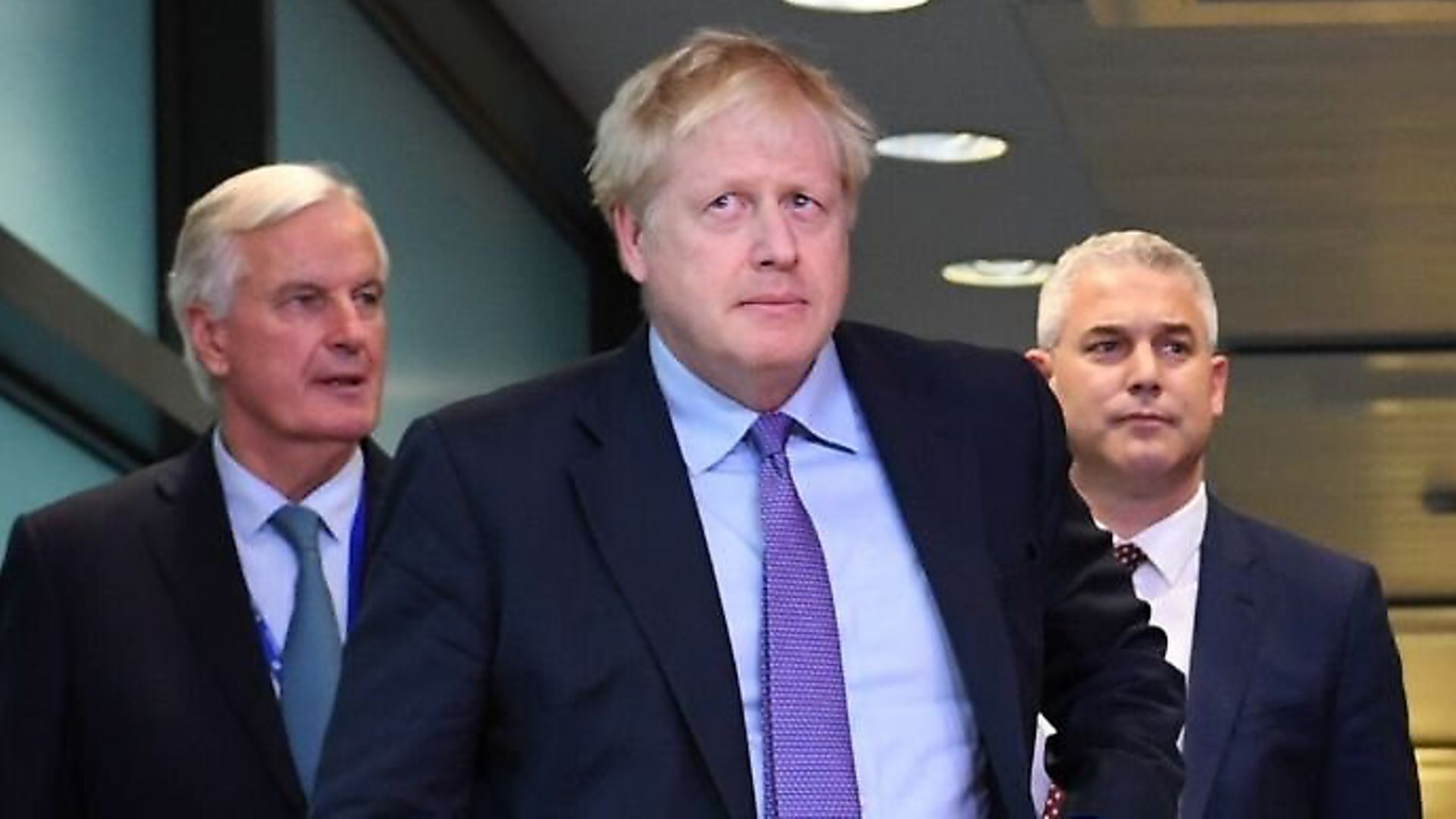 Michel Barnier, EU's chief Brexit negotiator, Boris Johnson and former Brexit secretary Steve Barclay. Photograph: PA. - Credit: Archant