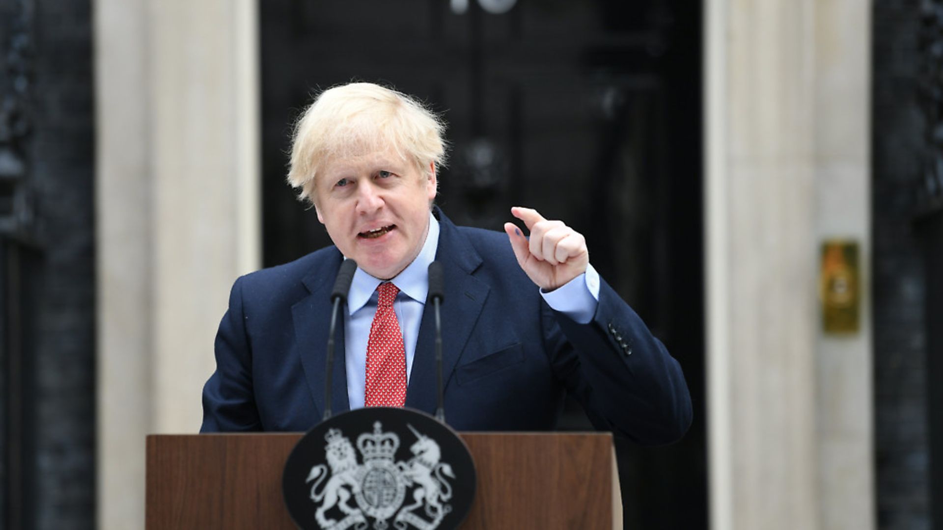 Prime Minister Boris Johnson makes a statement outside 10 Downing Street, London, as he resumes working after spending two weeks recovering from Covid-19. Picture: Stefan Rousseau/PA - Credit: PA