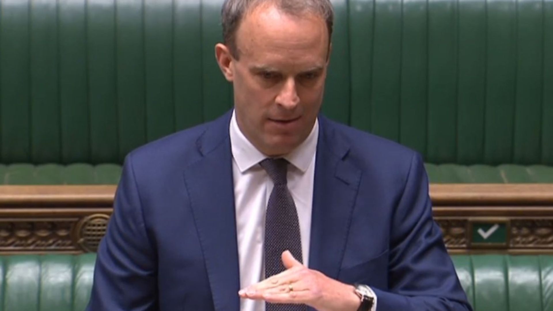 Foreign secretary Dominic Raab speaking during Prime Minister's Questions in the House of Commons. Photograph: House of Commons/PA Wire. - Credit: PA
