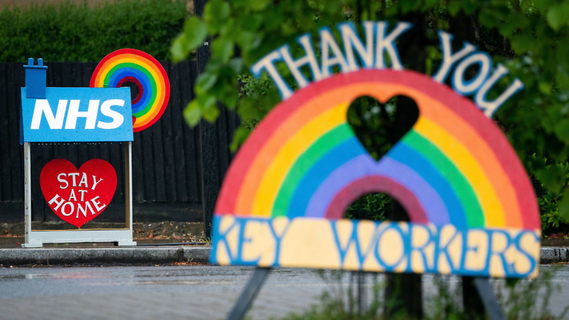 Signs thanking key workers and the NHS.  Picture: PA/Aaron Chown - Credit: PA
