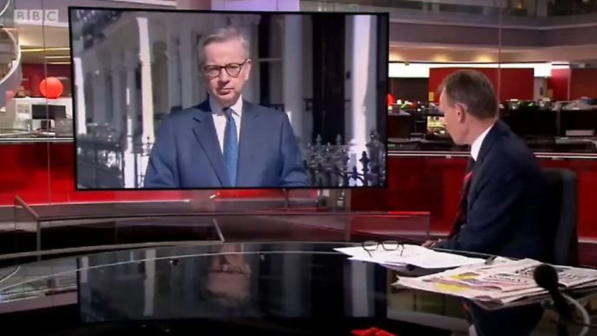 Michael Gove is questioned about Boris Johnson skipping coronavirus cobra meetings. Photograph: BBC. - Credit: Archant
