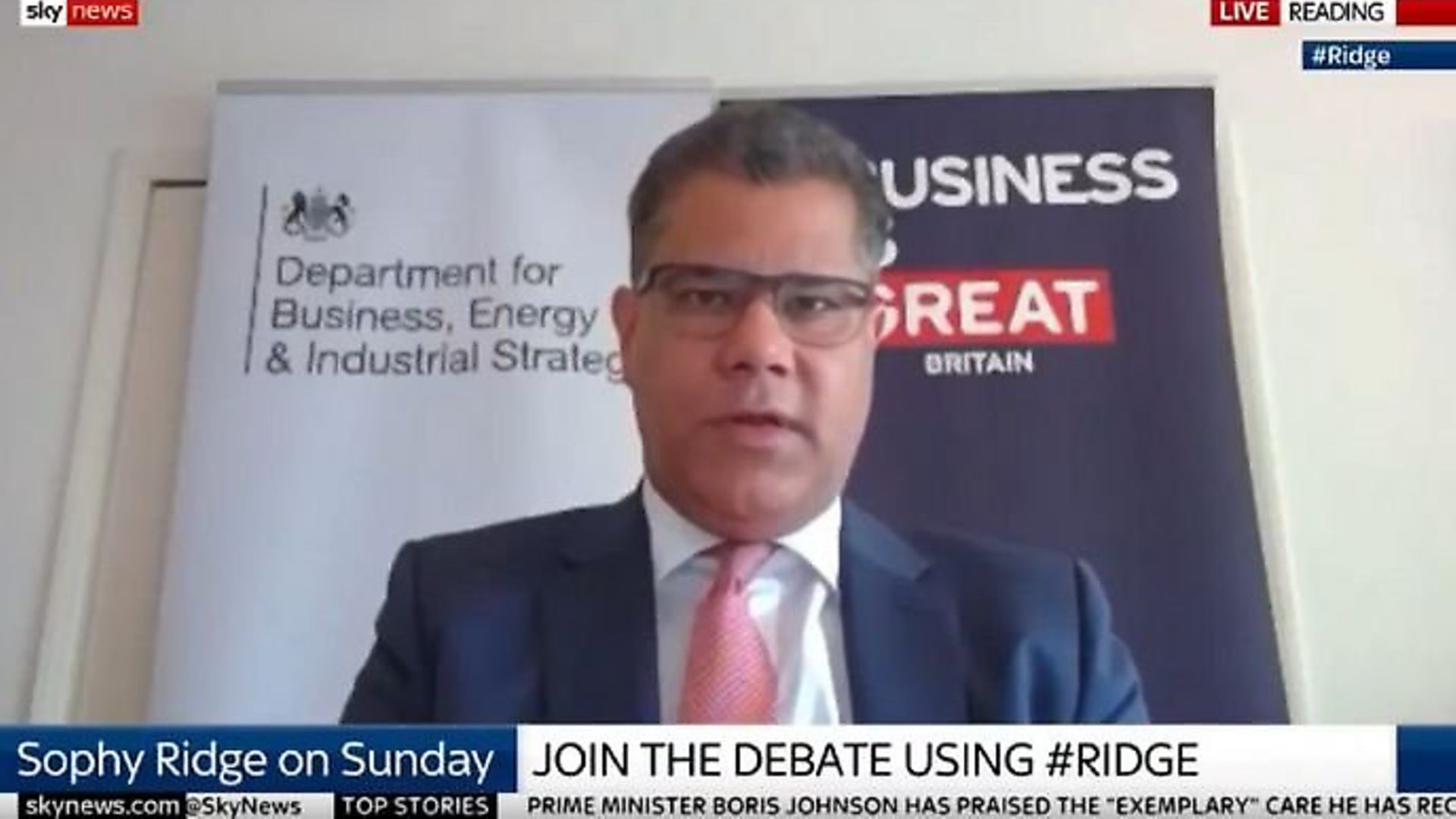Alok Sharma refuses to apologise for the government's failure to deliver PPE during the coronavirus outbreak. Photograph: Sky News. - Credit: Archant