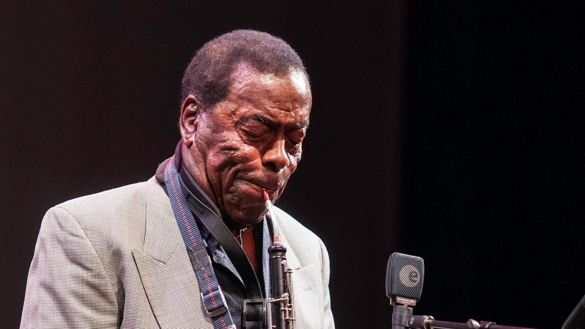 American jazz musician Sonny Simmons plays a cor anglais - Credit: Getty Images