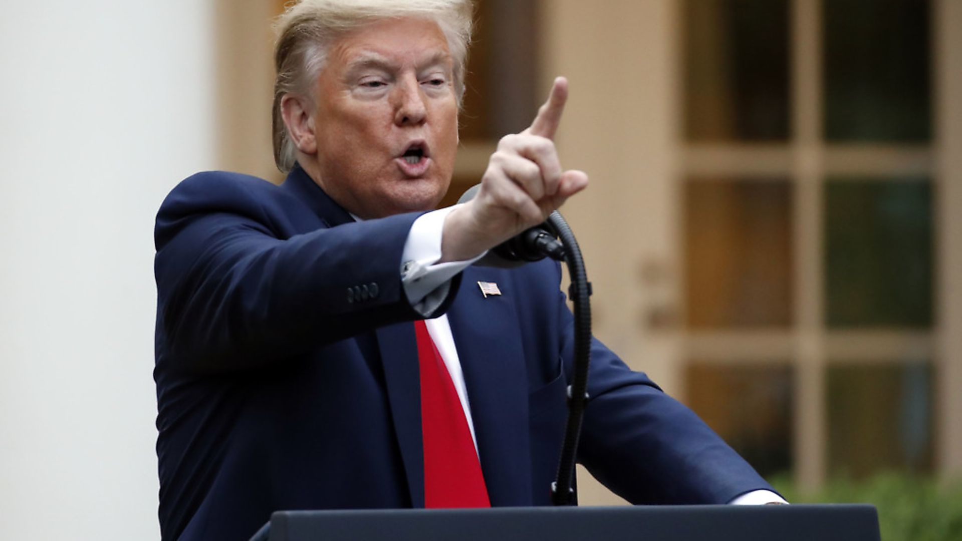 President Donald Trump speaks about the coronavirus in the Rose Garden of the White House. (AP Photo/Alex Brandon) - Credit: AP