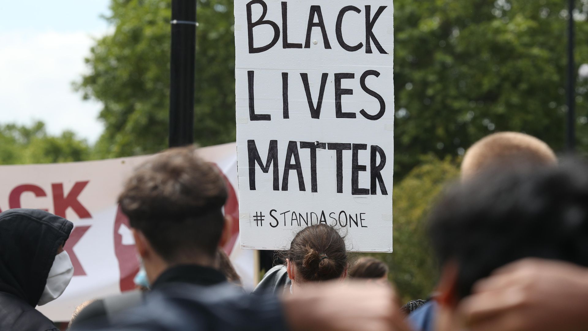 Demonstators during a Black Lives Matter protest at Marble Arch, central London, sparked by the death of George Floyd, who was killed on May 25 while in police custody in the US city of Minneapolis - Credit: PA