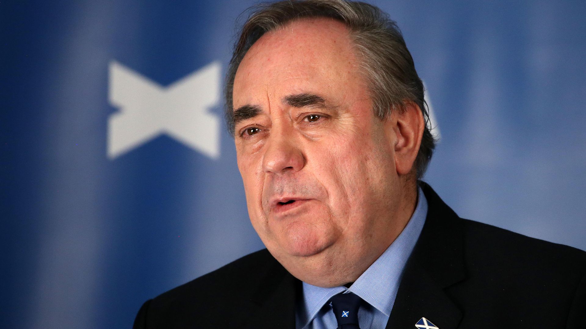 ALBA Party leader and former first minister of Scotland, Alex Salmond, sets out the "Route to Independence" at the launch of ALBA's national campaign at the Buchan Hotel in Ellon, Aberdeenshire - Credit: PA