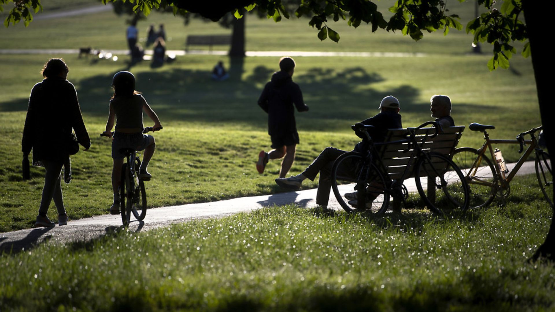 People relax and exercise in Primrose Hill park in central London, as the UK continues in lockdown to help curb the spread of the coronavirus. Photograph: Victoria Jones/PA Wire. - Credit: PA