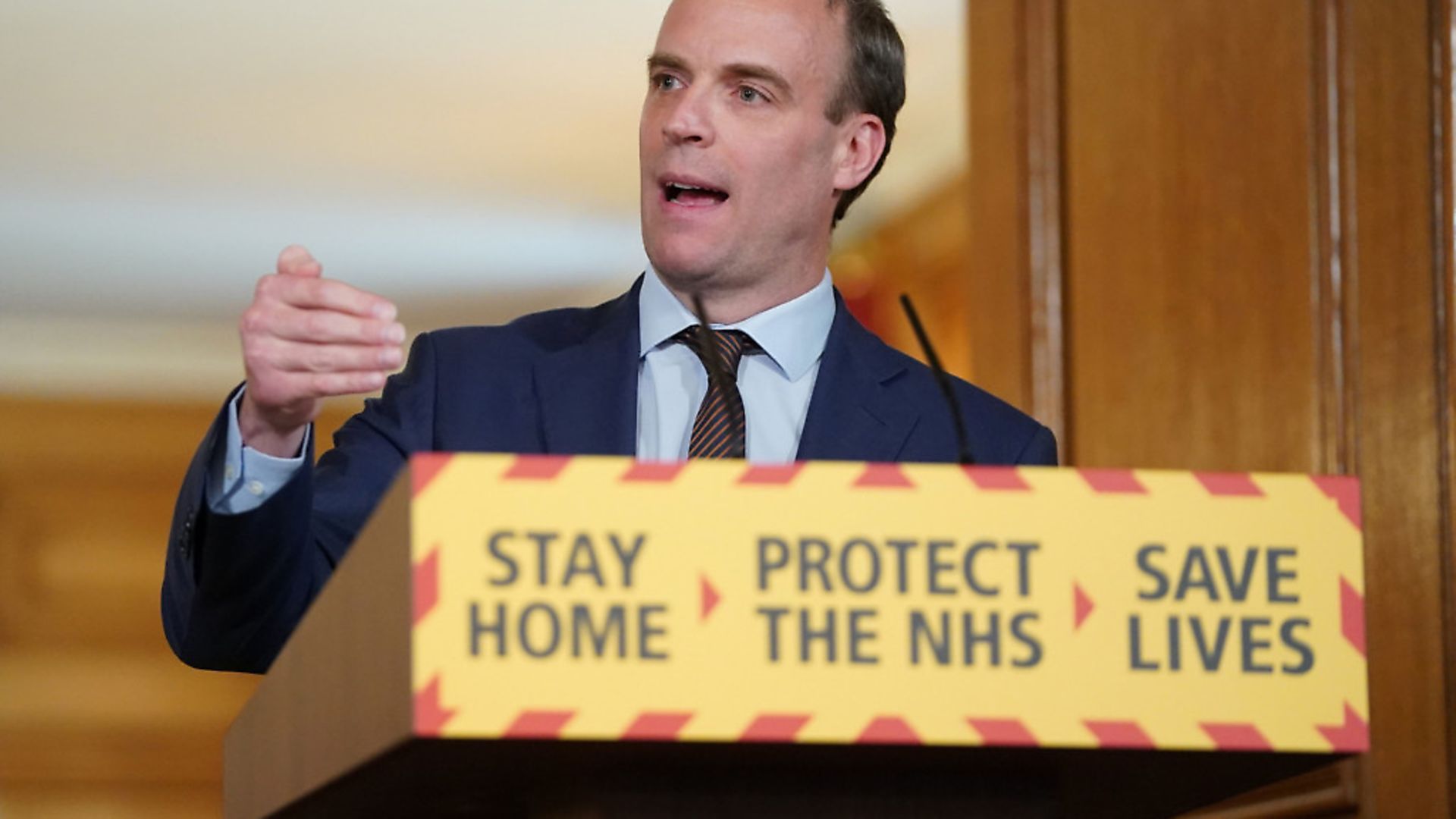 Foreign Secretary Dominic Raab during a media briefing in Downing Street. Photo: Pippa Fowles/10 Downing Street/Crown Copyright/PA Wire - Credit: PA