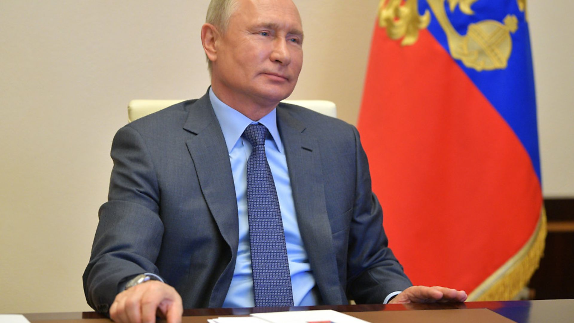 Russia's President Vladimir Putin during a video conference meeting. (Photo by Alexei DruzhininTASS via Getty Images) - Credit: Alexei Druzhinin/TASS