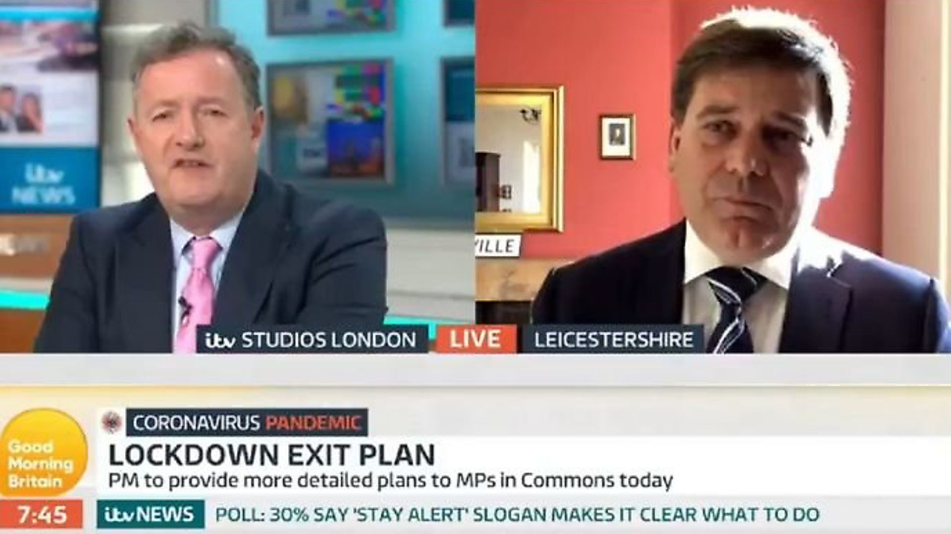Brexiteer MP Andrew Bridgen (right) appearing on Good Morning Britain with Piers Morgan; Twitter - Credit: Archant