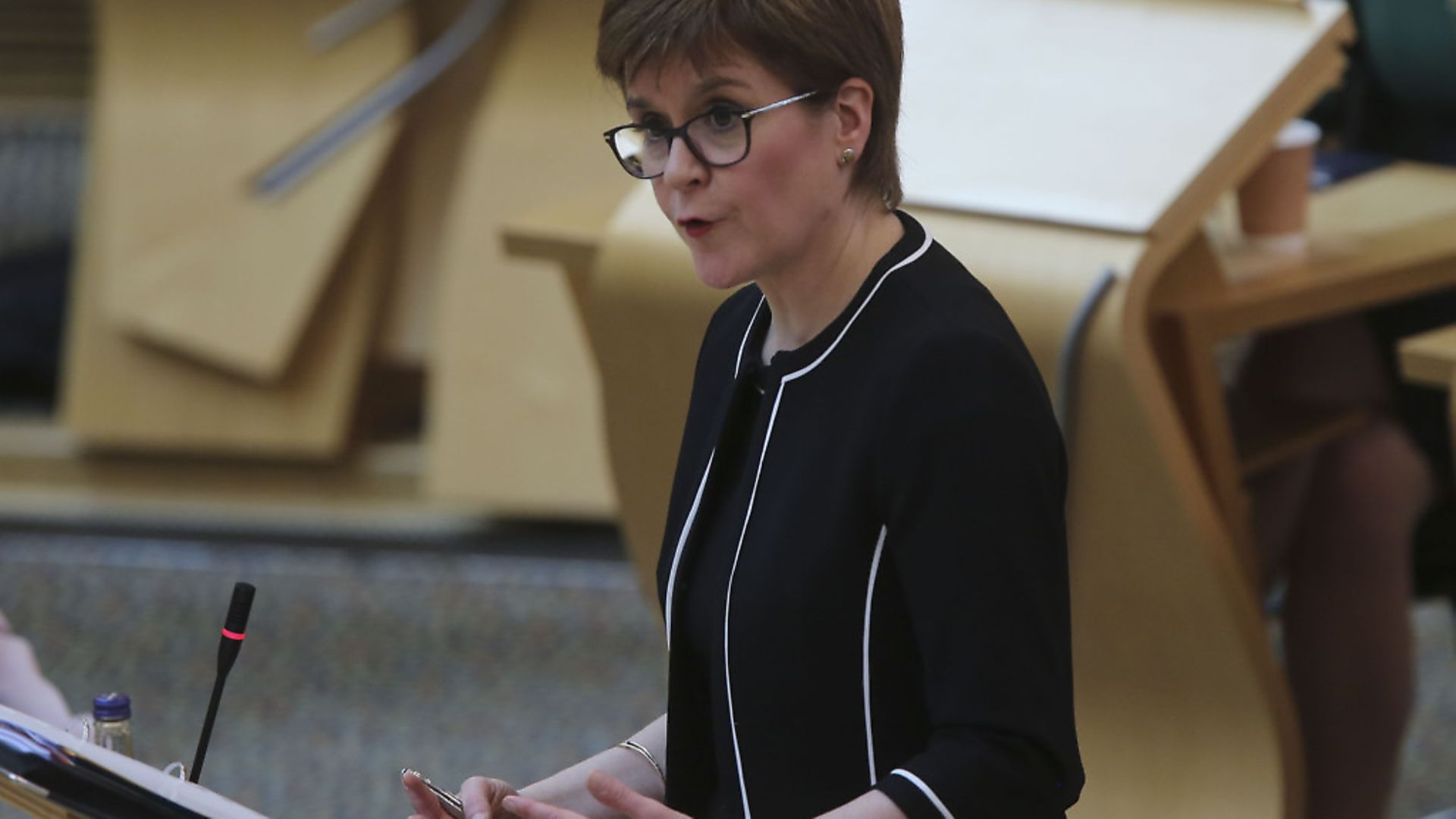 First Minister Nicola Sturgeon during First Minister's Questions held at the Scottish Parliament, Holyrood, Edinburgh. Photograph: Fraser Bremner/Scottish Daily Mail/PA Wire - Credit: PA