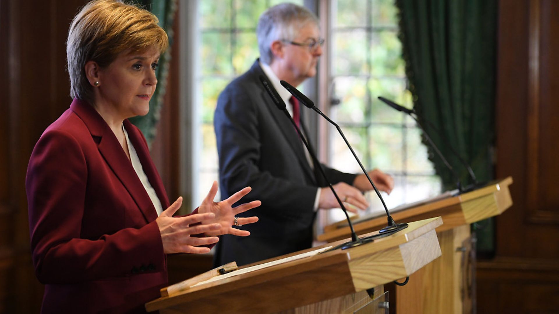 Scottish First Minister Nicola Sturgeon and Welsh First Minister Mark Drakeford during a joint press conference in 2019. Photograph: Daniel Leal-Olivas/PA. - Credit: PA