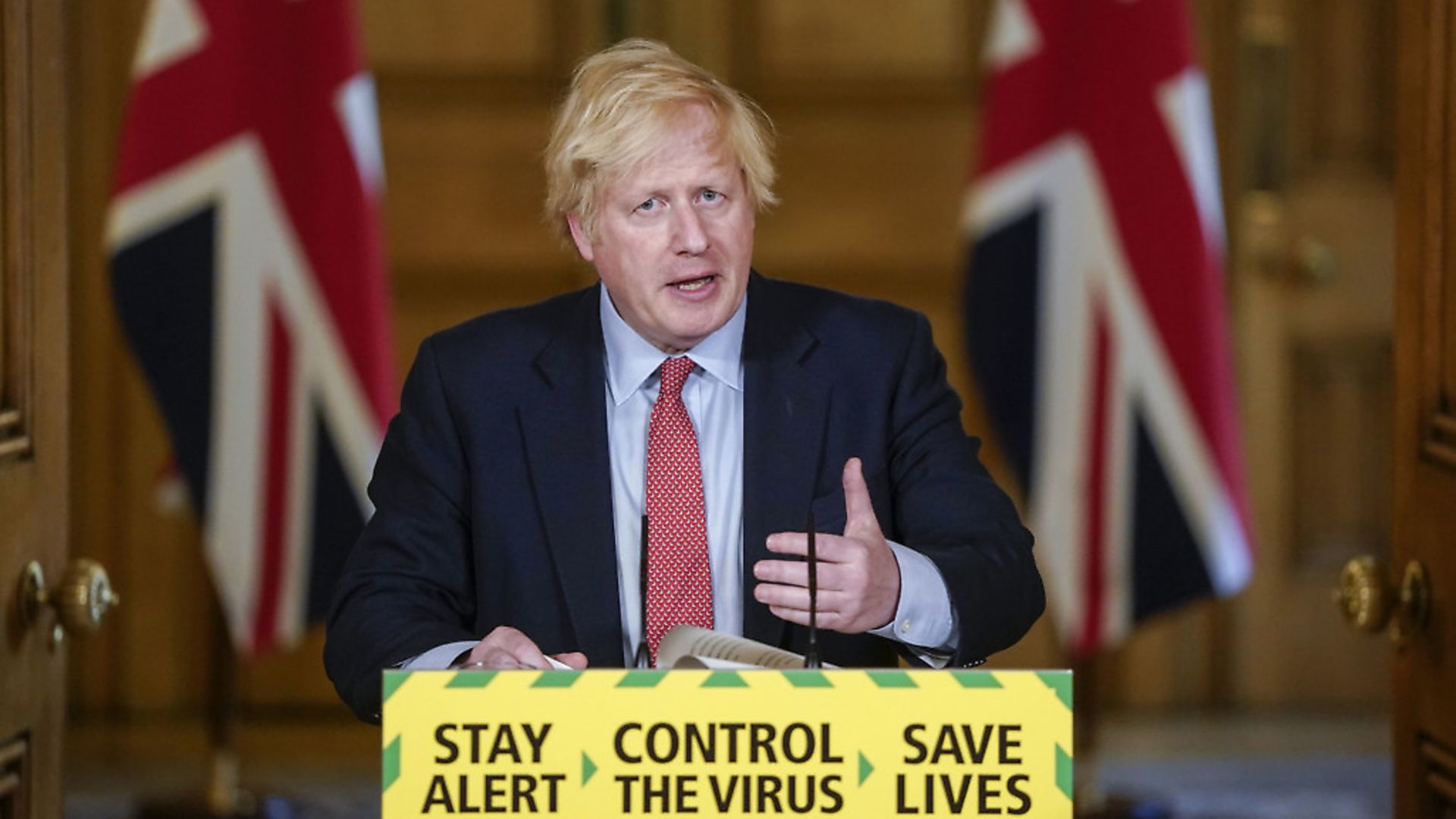 Prime Minister Boris Johnson during a media briefing in Downing Street. Photograph: PA Video/PA Wire. - Credit: PA