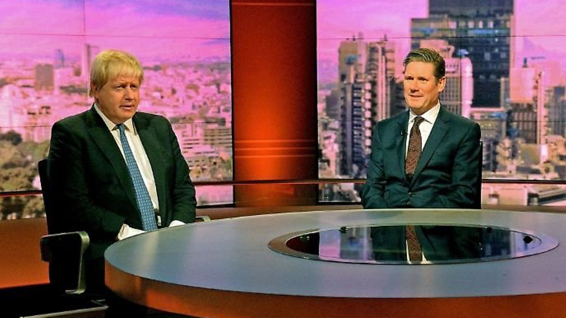 Boris Johnson and Keir Starmer meet on an old episode of the Andrew Marr programme. Photograph: BBC/PA. - Credit: Archant