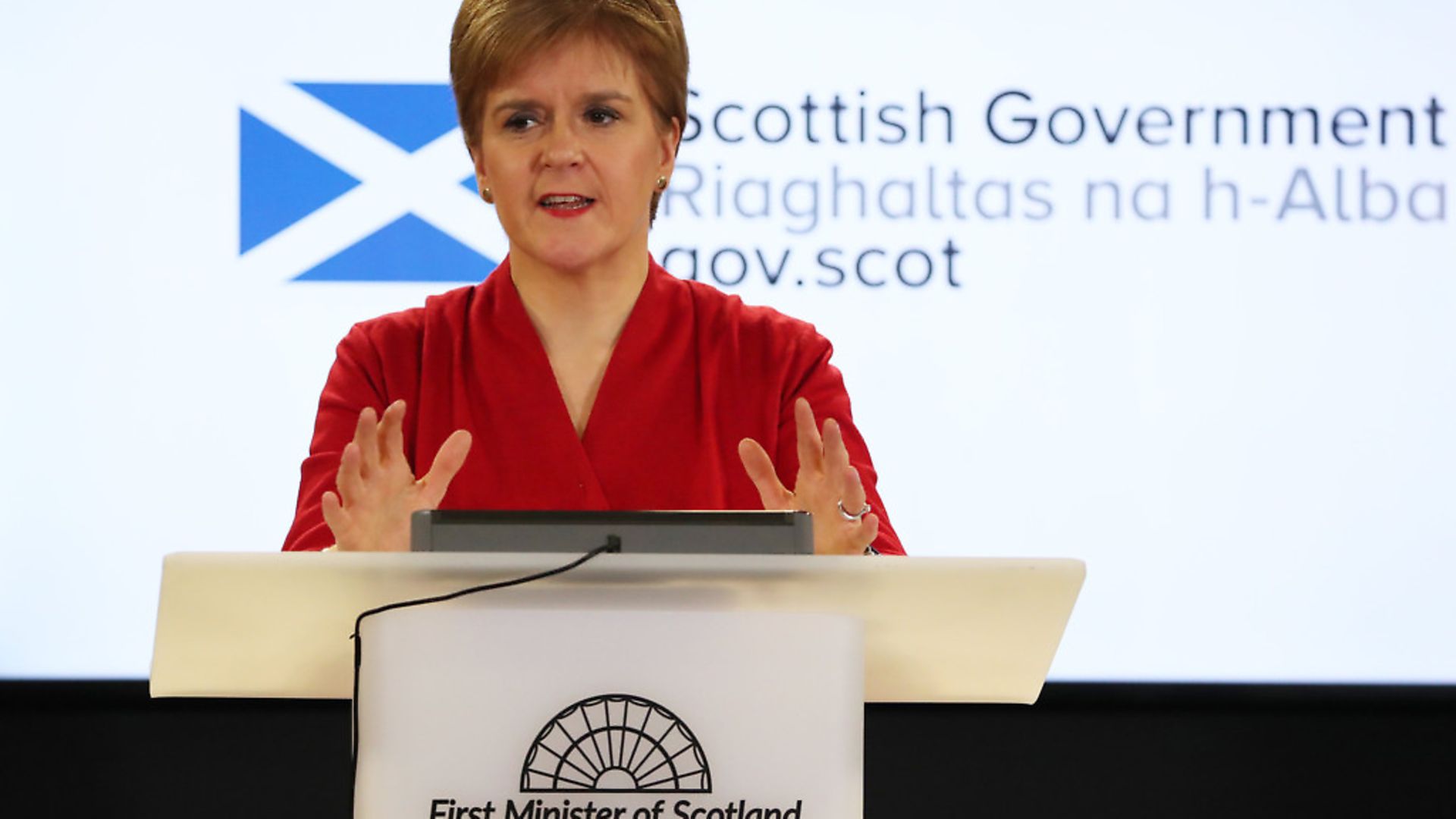 Scotland's first minister Nicola Sturgeon speaks during a coronavirus update briefing. (Photo by Andrew Milligan - WPA Pool/Getty Images) - Credit: Getty Images