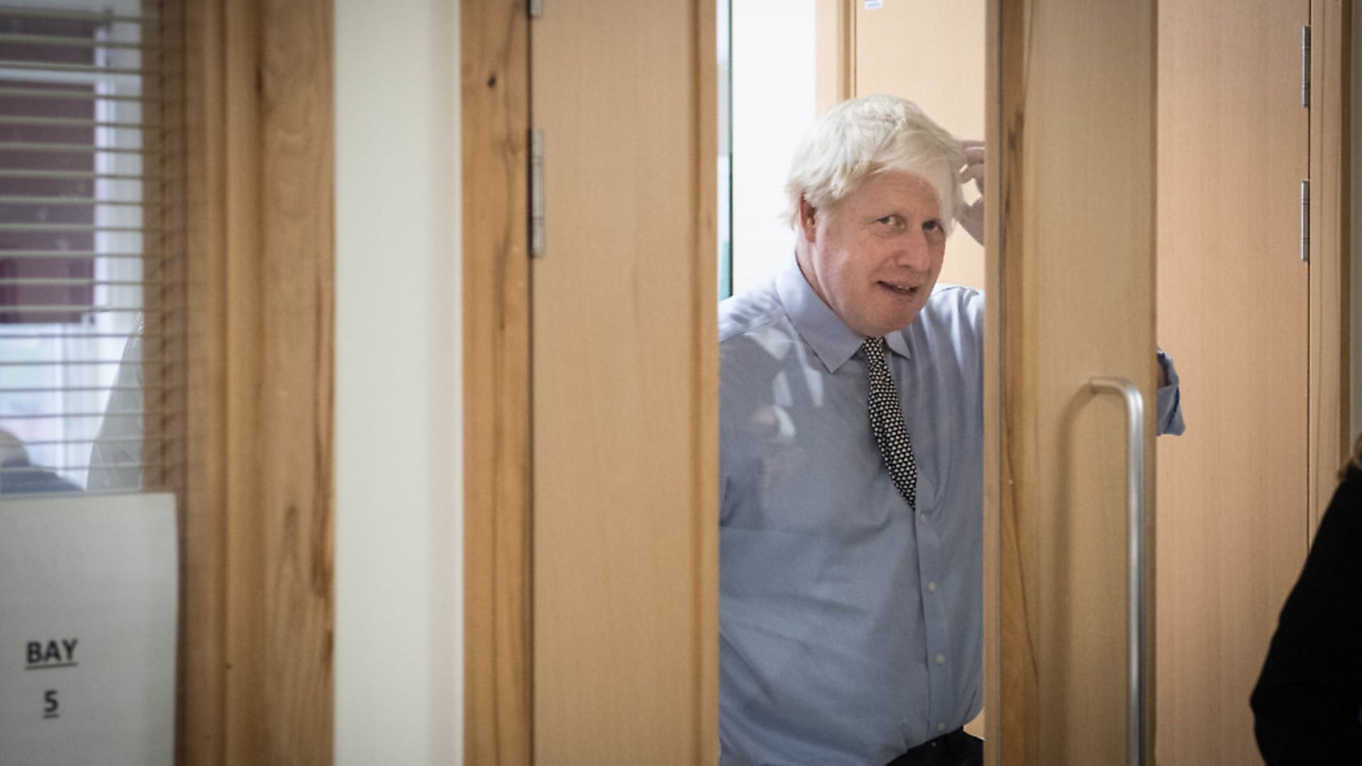 Prime Minister Boris Johnson at a hospital. Photograph: Stefan Rousseau/PA Wire - Credit: PA